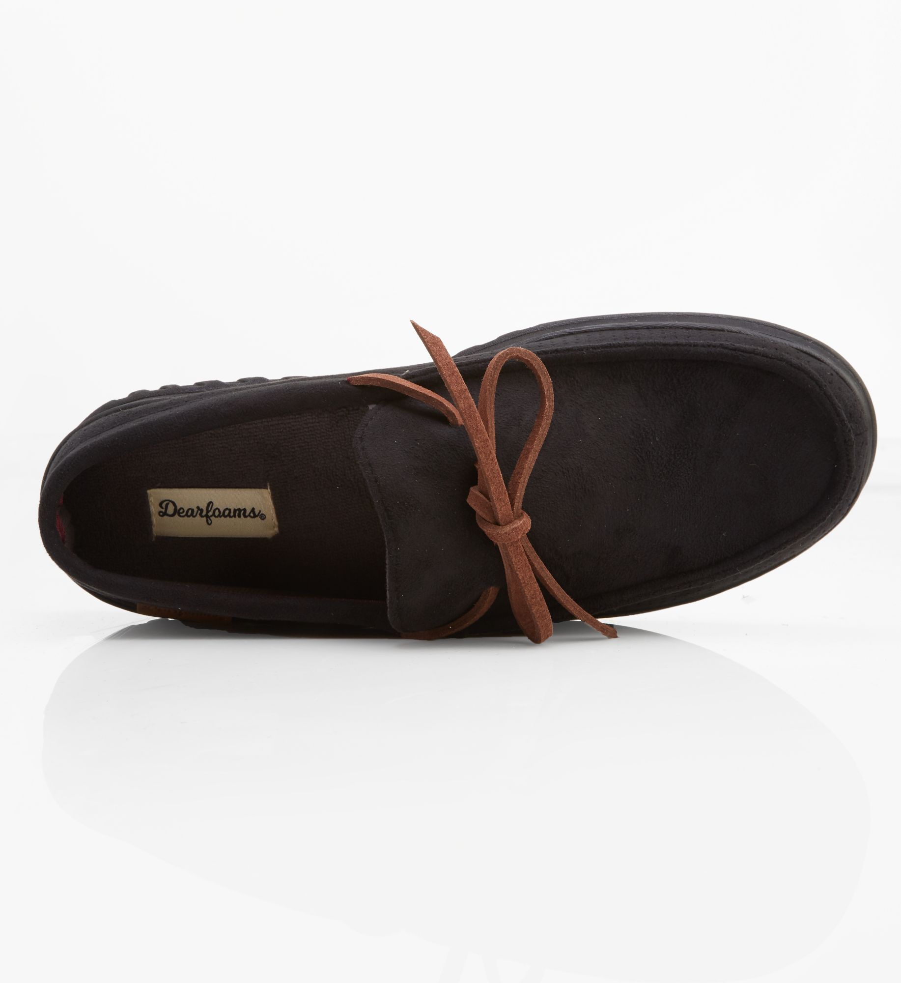 Dearfoams Ethan Perforated Micro Suede Moccasin BLK XL  - Image 1
