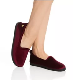 Rachel Shiny Velour Closed Back Slipper Burgundy S