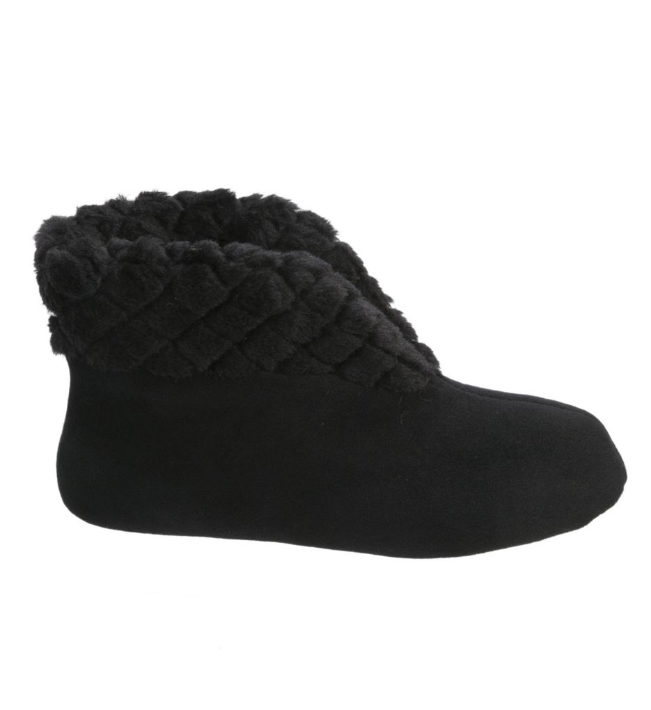Velour Bootie with Quilted Cuff and Memory Foam
