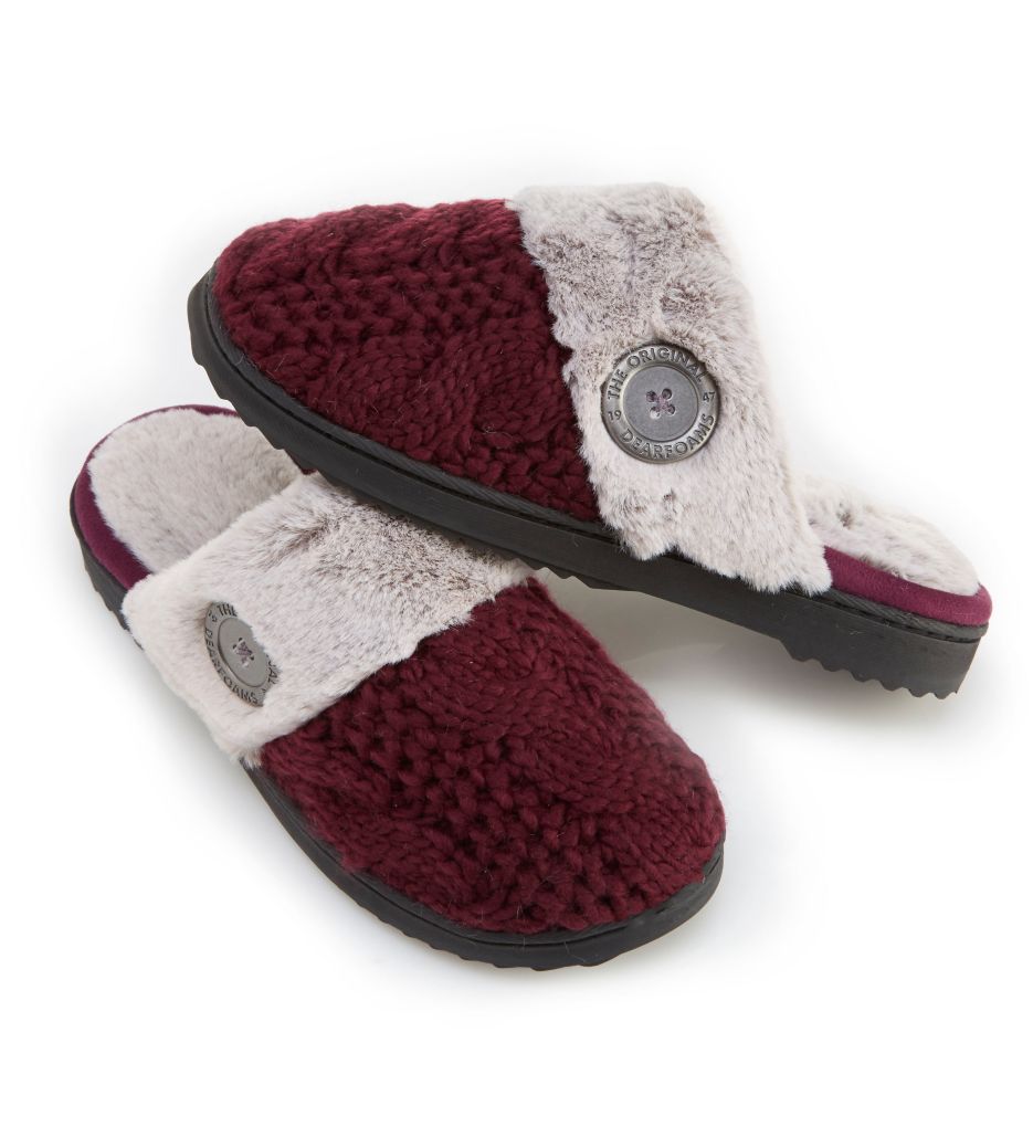 Cable Knit Closed Toe Scuff Slipper-cs1