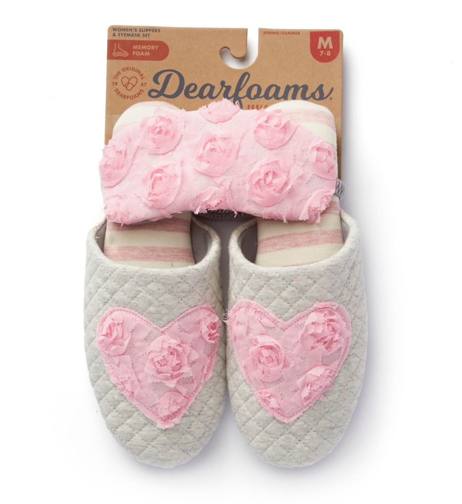 Heart Closed Toe with Scuff Slipper and Eye Mask-cs1