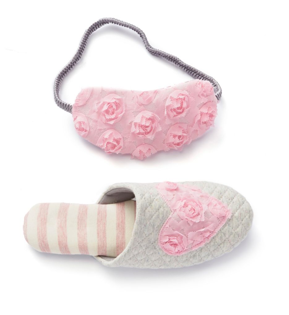 Heart Closed Toe with Scuff Slipper and Eye Mask-fs