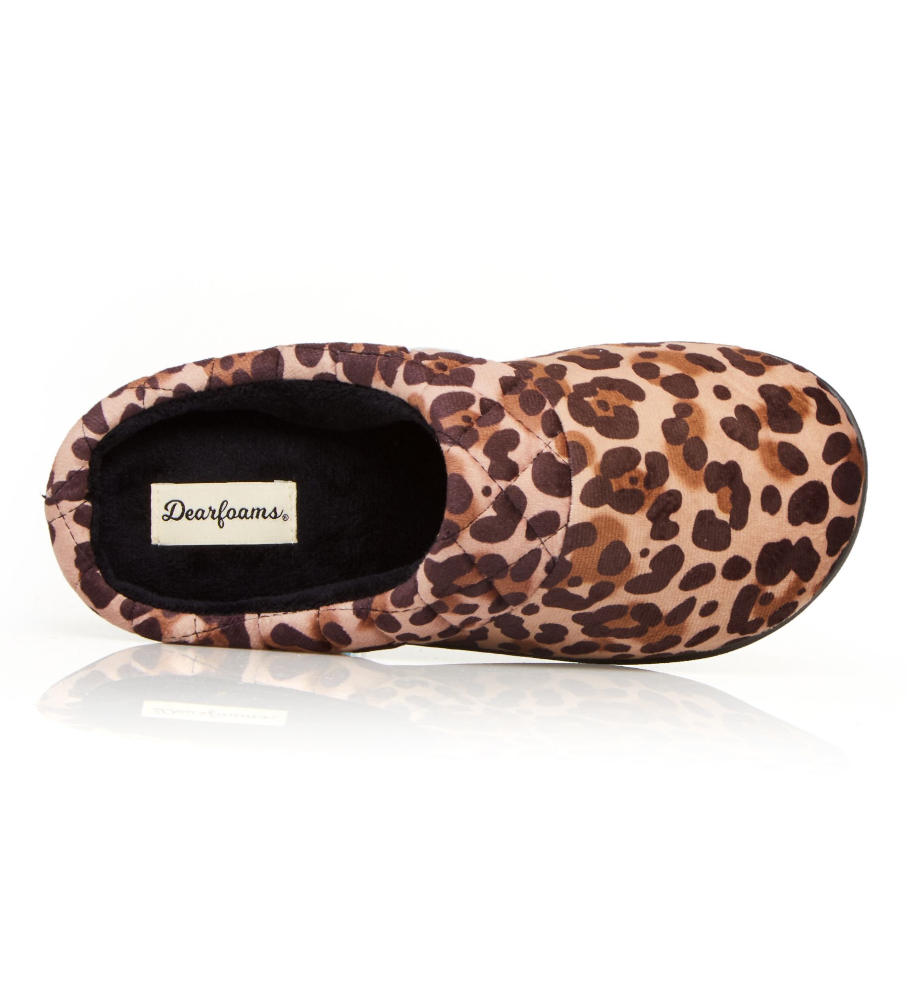 Dearfoams Darcy Velour Clog Slipper with Quilted Cuff Desert Animal L  - Image 1