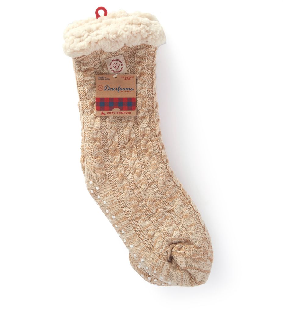 Marled Cable Knit Blizzard Slipper Sock-cs1