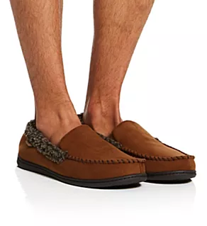 Microfiber Suede Moc Slipper With Memory Foam Chsnut M