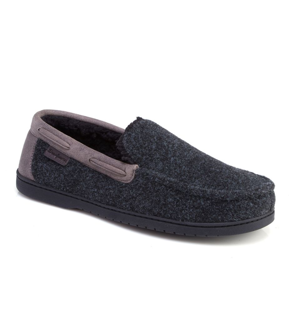 Mixed Material Moccasin Slipper With Memory Foam