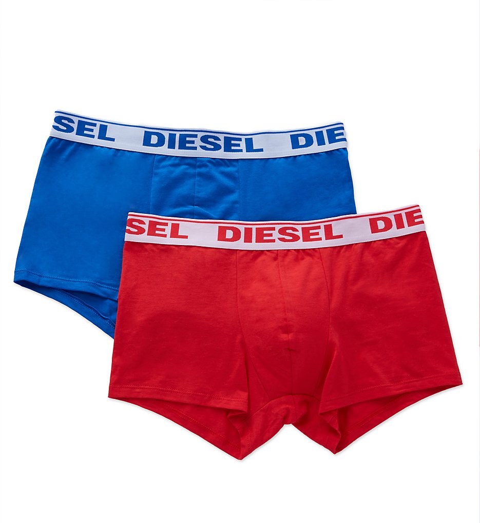 Diesel S9DZGAFM Shawn Cotton Stretch Trunks - 2 Pack (Red/Royal Blue)