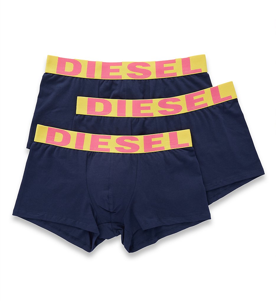 Diesel SAB2GAPG Explicit Shawn Cotton Stretch Trunks - 3 Pack (Navy/Yellow/Pink)