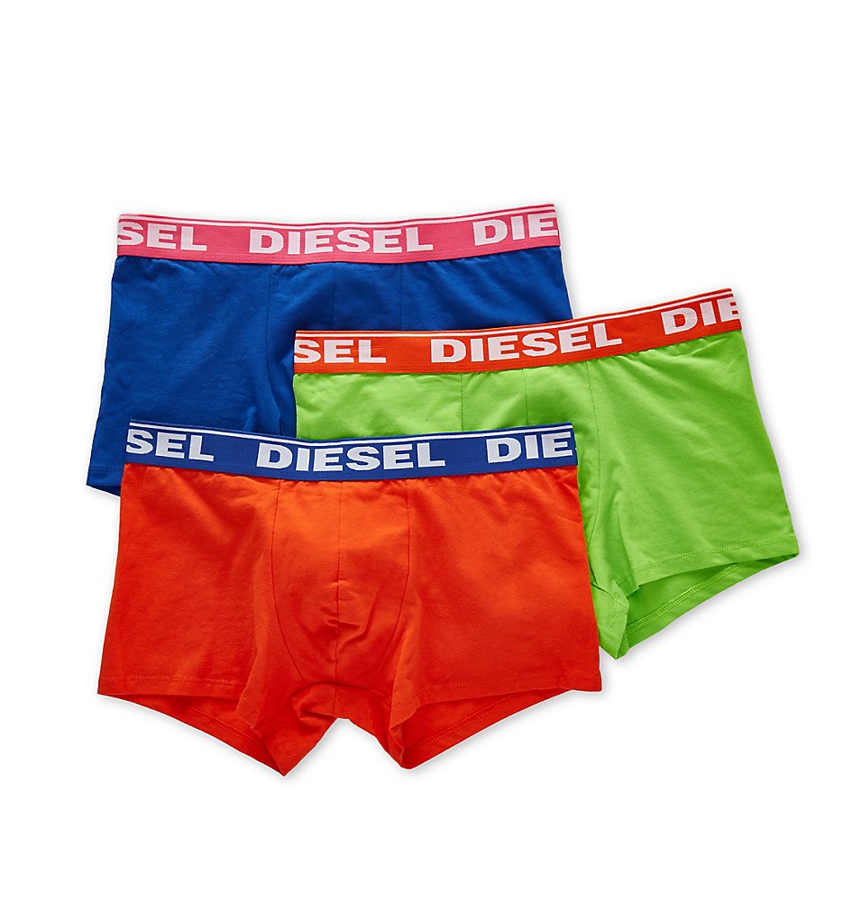 Diesel SB5IGAFN Shawn Fresh & Bright Cotton Trunks - 3 Pack (Lime/Navy/Orange)