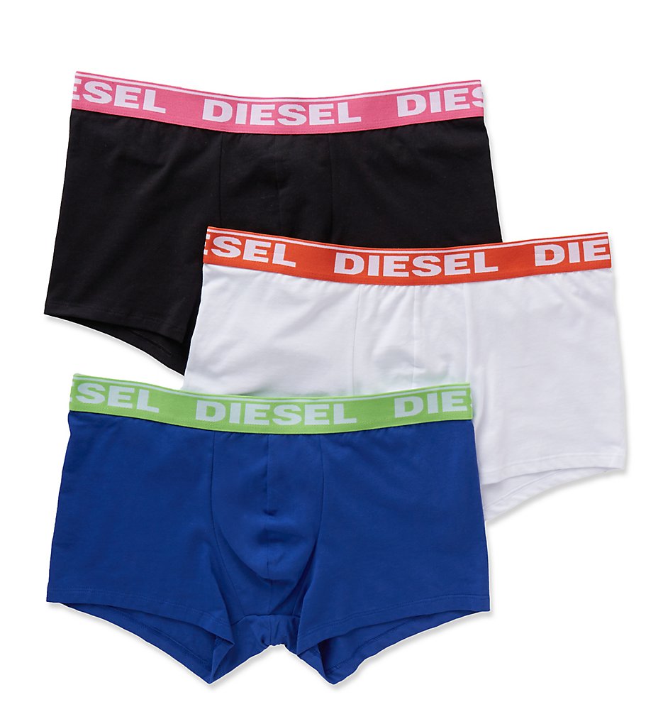 Diesel SB5IGAFN Shawn Fresh & Bright Cotton Trunks - 3 Pack (White/Navy/Black)