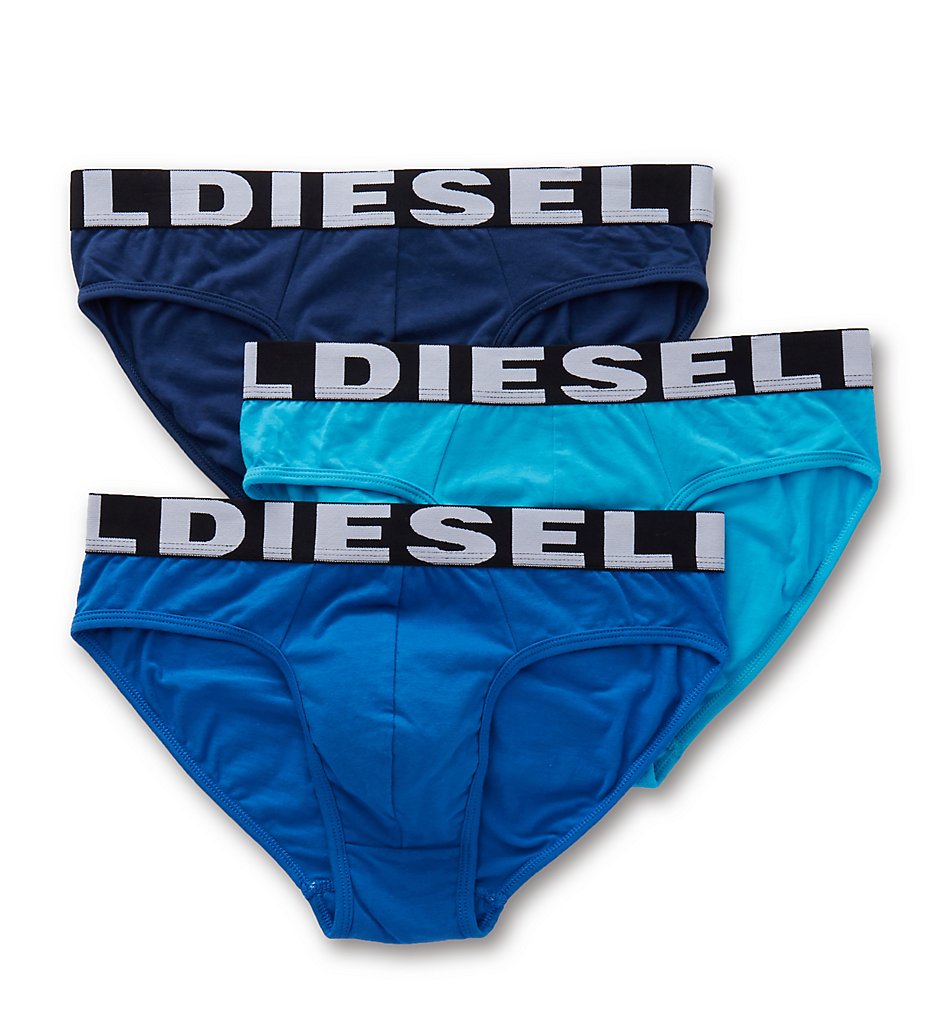 Diesel SH05AAMT Andre Cotton Stretch Briefs - 3 Pack (Blue Assort)
