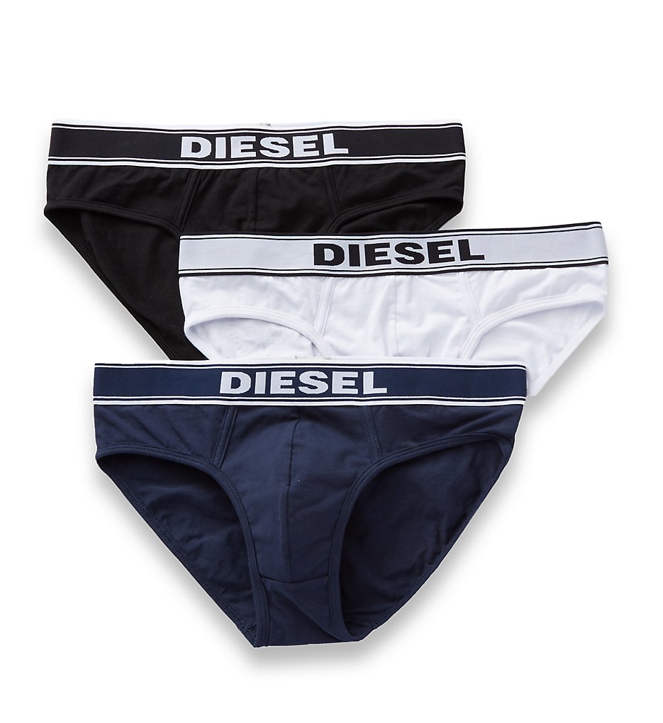 Diesel SH05TANL Andre Cotton Stretch Briefs - 3 Pack (White/Black/Navy)