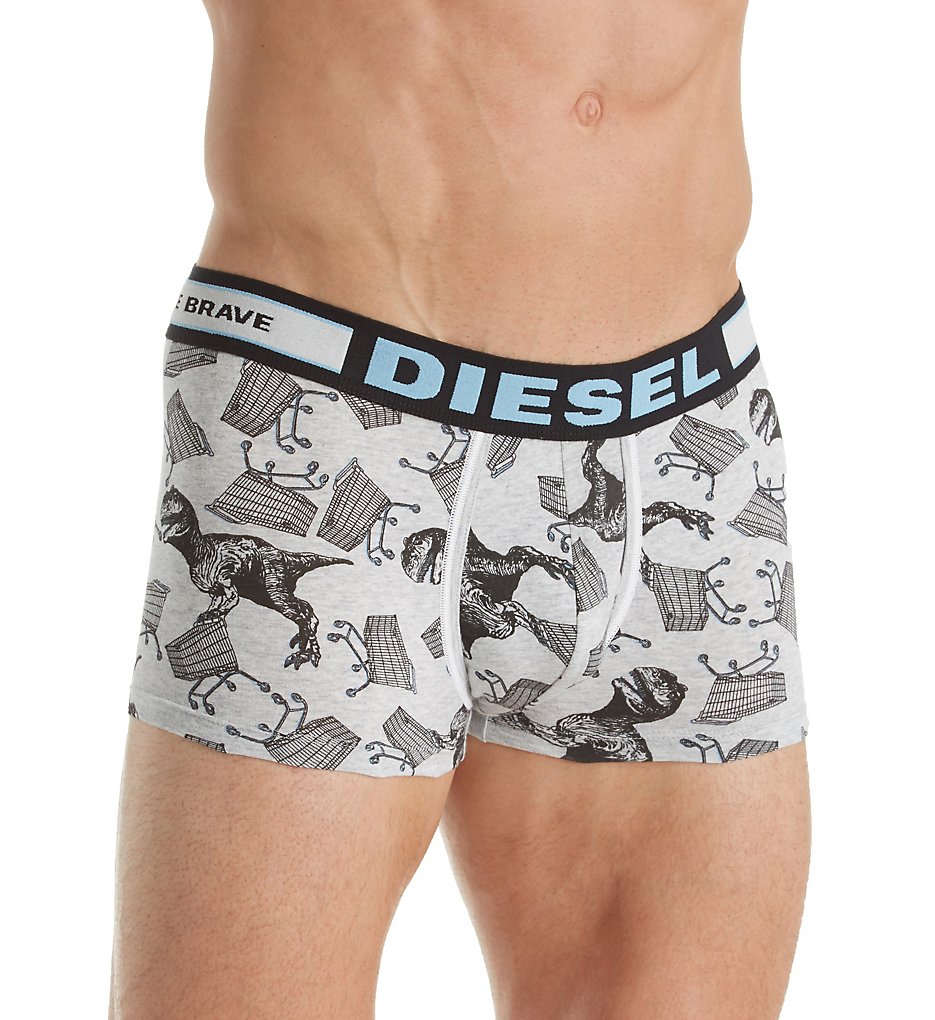 Diesel SJ54KAPM Hero Fashion Dino Print Boxer Trunk (Grey/Black Dino)