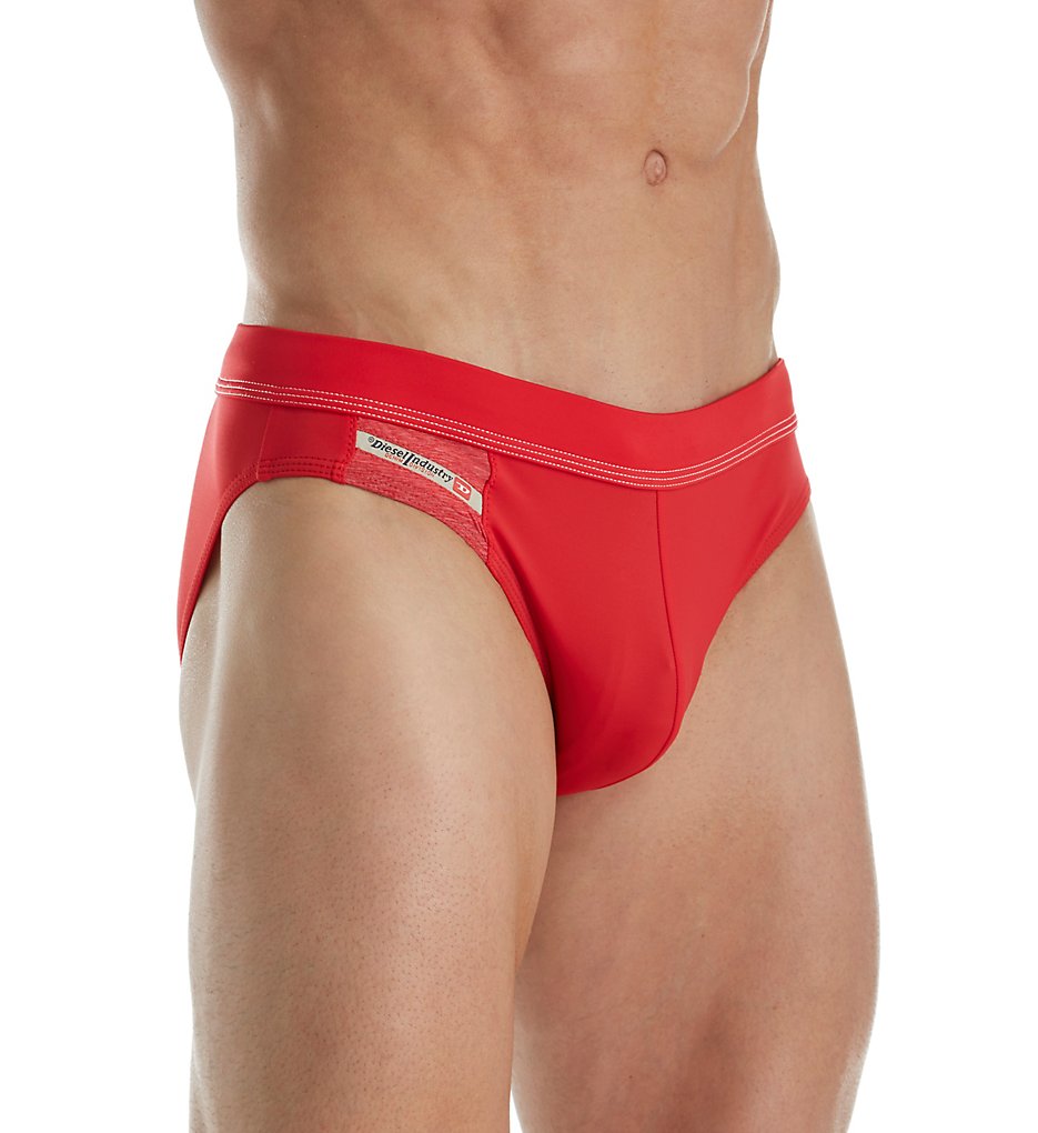 Diesel SMNQKANR Jack Lycra Solid Swim Brief (Fiery Red)