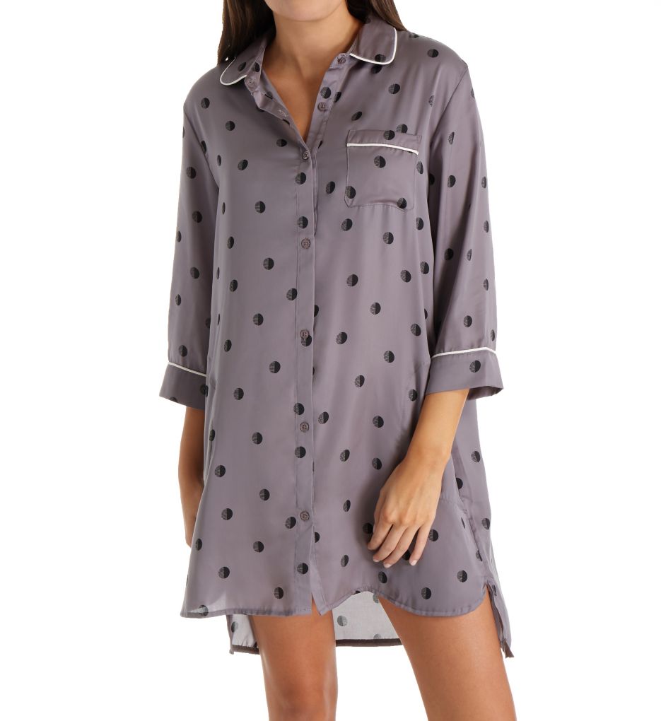 Modern Dream 3/4 Sleeve Button Front Sleepshirt-fs