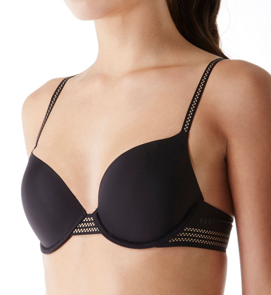 Essential Microfiber Custom Lift Underwire Bra Black/Glow 36DD by DKNY