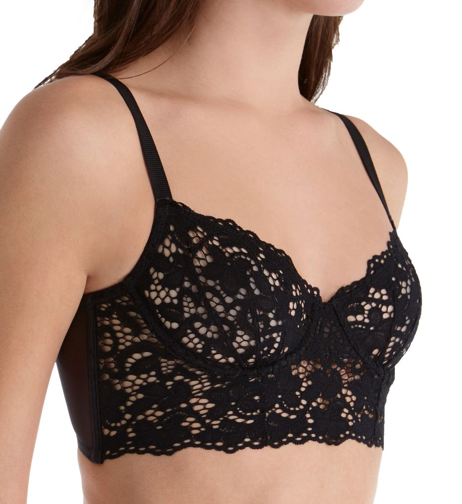 DKNY Women's Classic Lace Long Line Demi, Black, 34A at  Women's  Clothing store