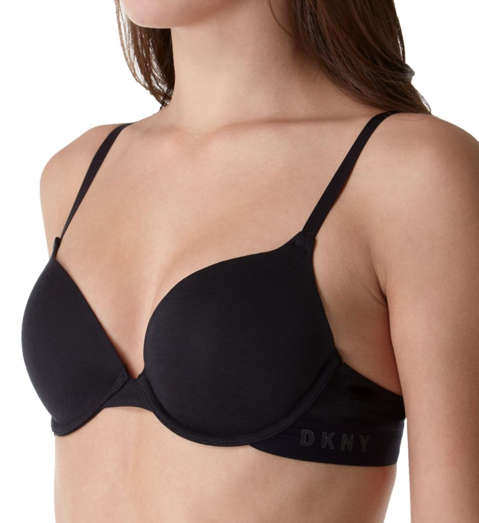 DKNY Women's Classic Cotton Custom Lift T-Shirt Bra, Black, 32B at   Women's Clothing store