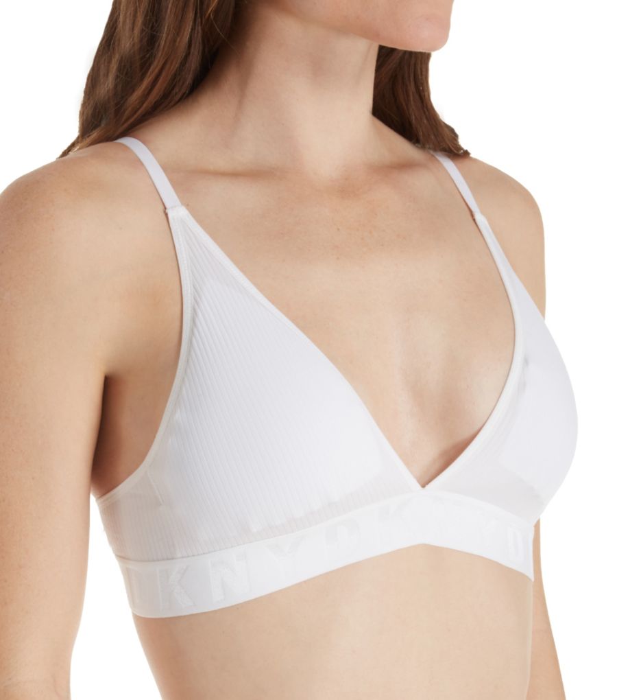 Dkny Classic Cotton T-back Lace Bra Dk4087 In Poplin White