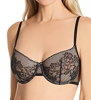 Unlined Demi Bra Black/Taupe 32A
