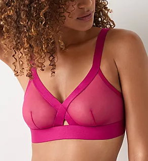 Sheers Soft Cup Triangle Bralette Festival Fuchsia L