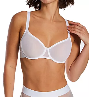 Sheers Unlined Demi Underwire Bra White 32DD