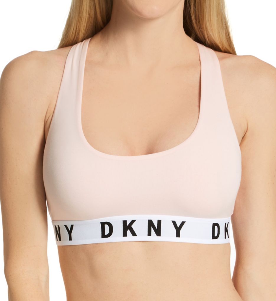 DKNY DK4023 Seamless Litewear Rib Crop Top Bra XL White black Strip