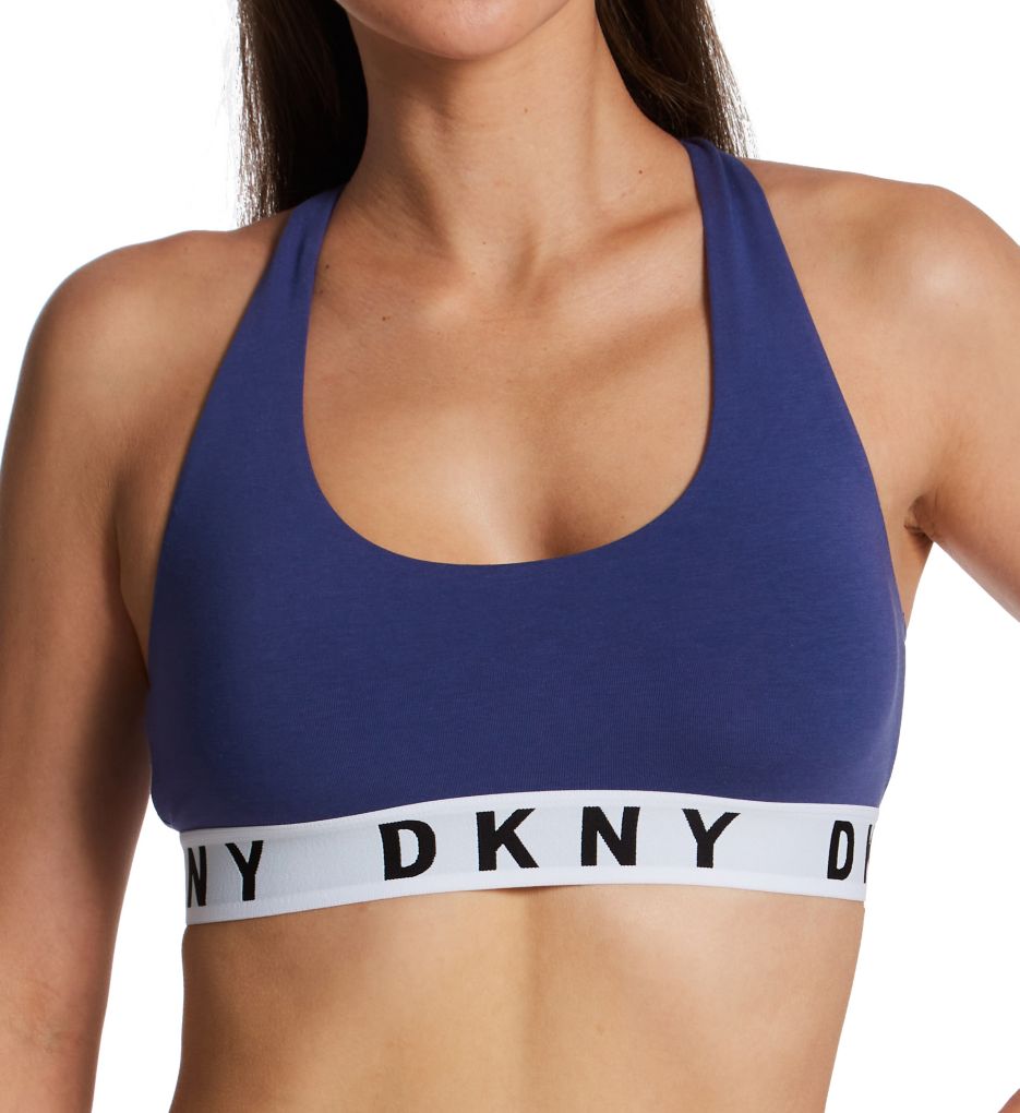 DKNY DK4023 Seamless Litewear Rib Crop Top Bra XL White black Strip