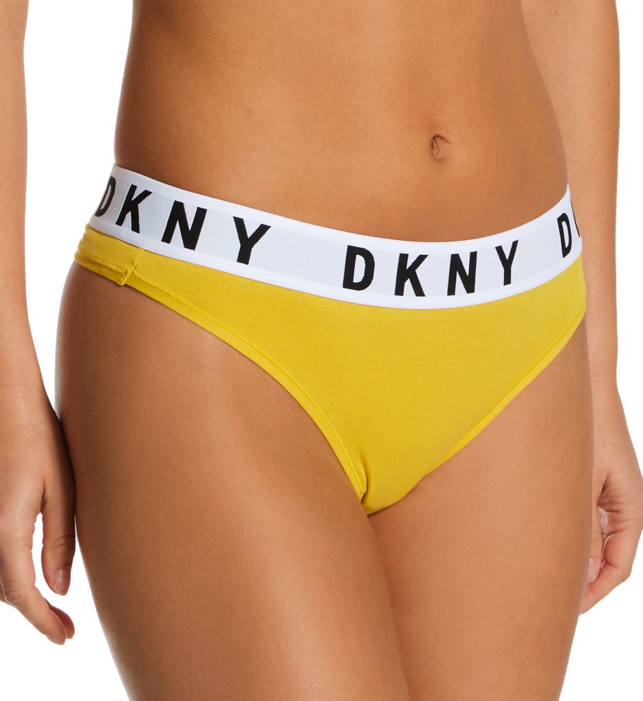 DKNY Women's Seamless Litewear Solid Thong, Black, Small 