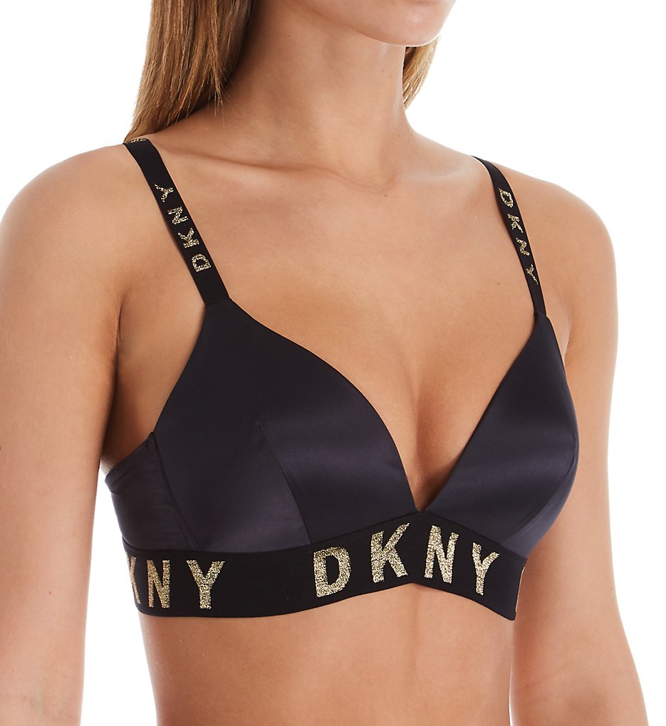 DKNY >> DKNY DK4530 Satin Wirefree Bra (Black/Gold Lurex L)