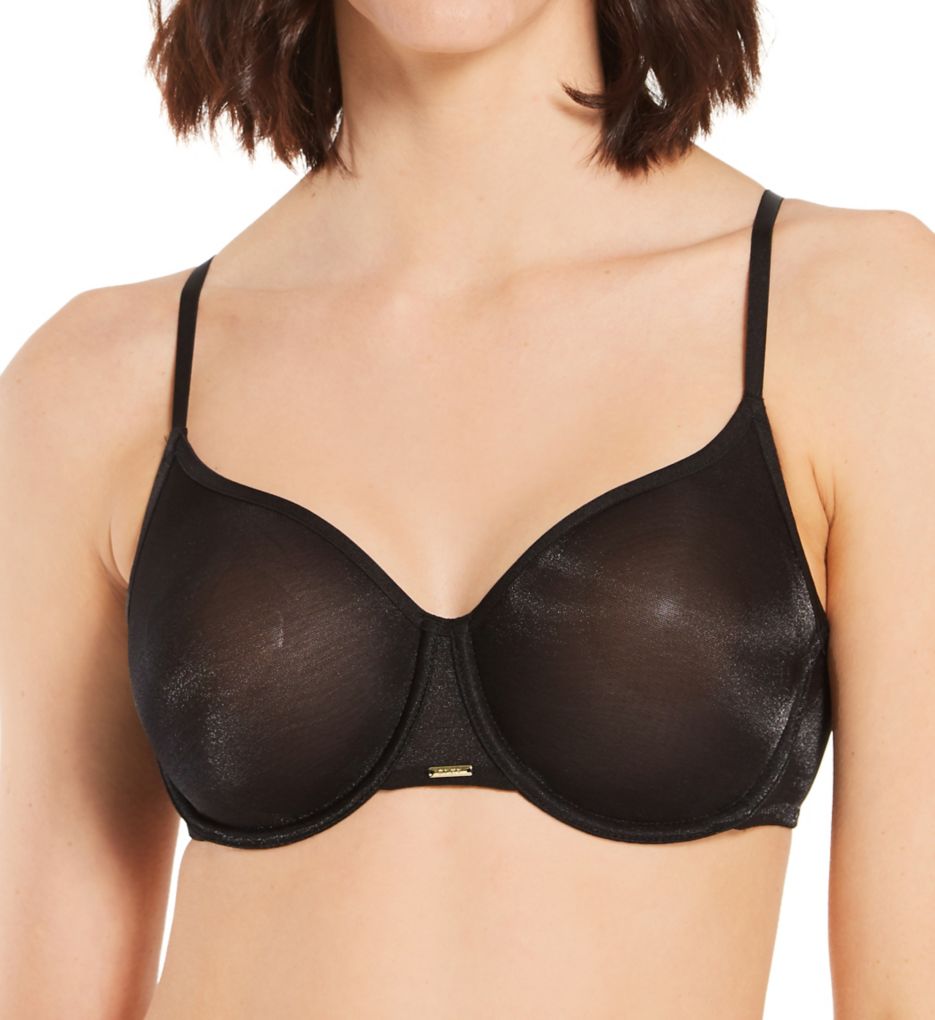 DKNY REFLECTIVE LOGO LOW IMPACT BRA REMOVABLE CUPS - Medium support sports  bra - black 