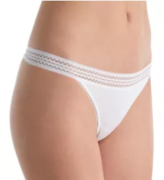 Classic Cotton Lace Trim Thong Poplin White XL