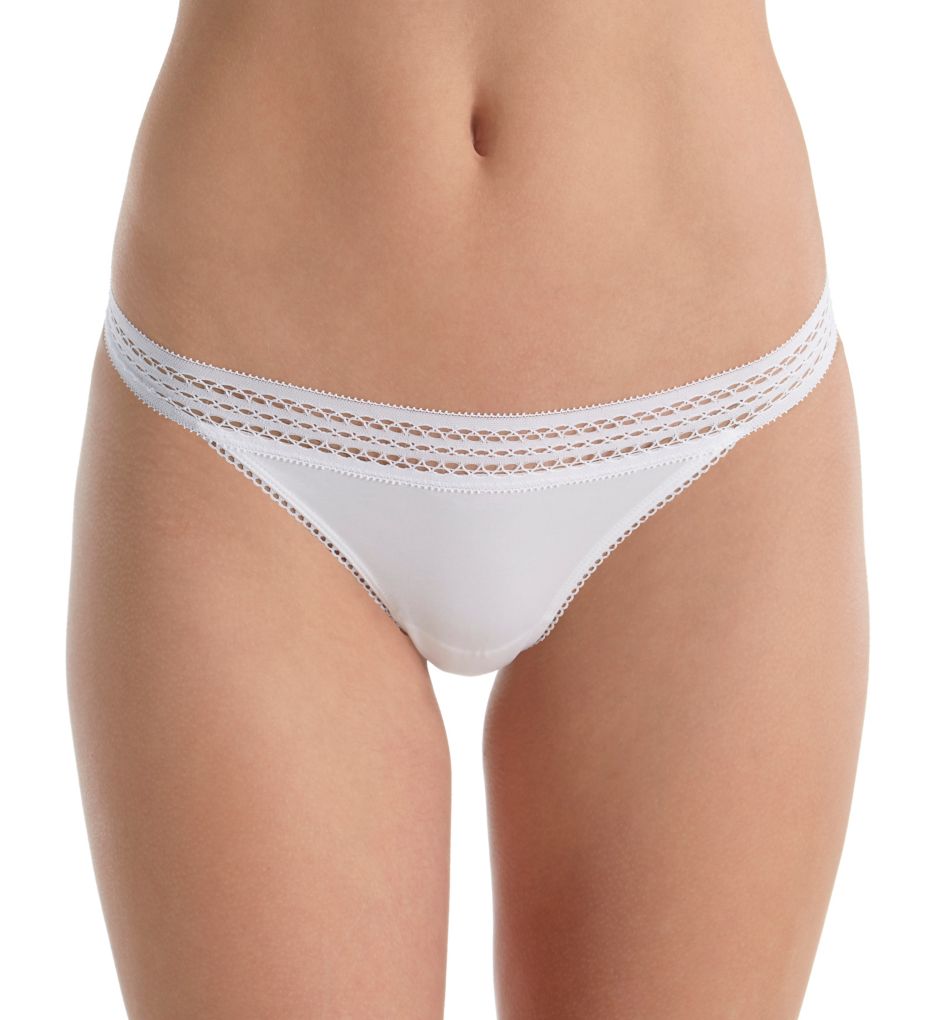 DKNY Classic Cotton Lace Trim Thong DK5007 - Image 1