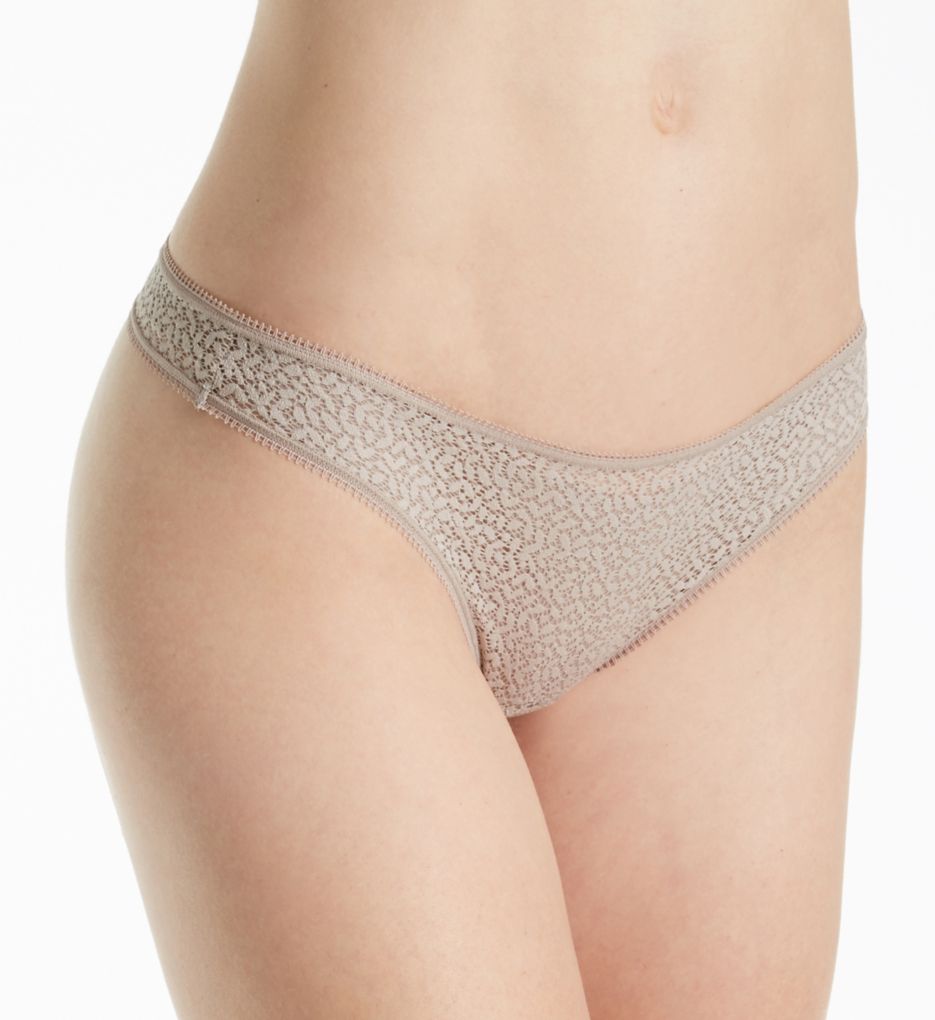 DKNY Women's Modern Lace Thong Panty in Beige | Size Small | HerRoom.com