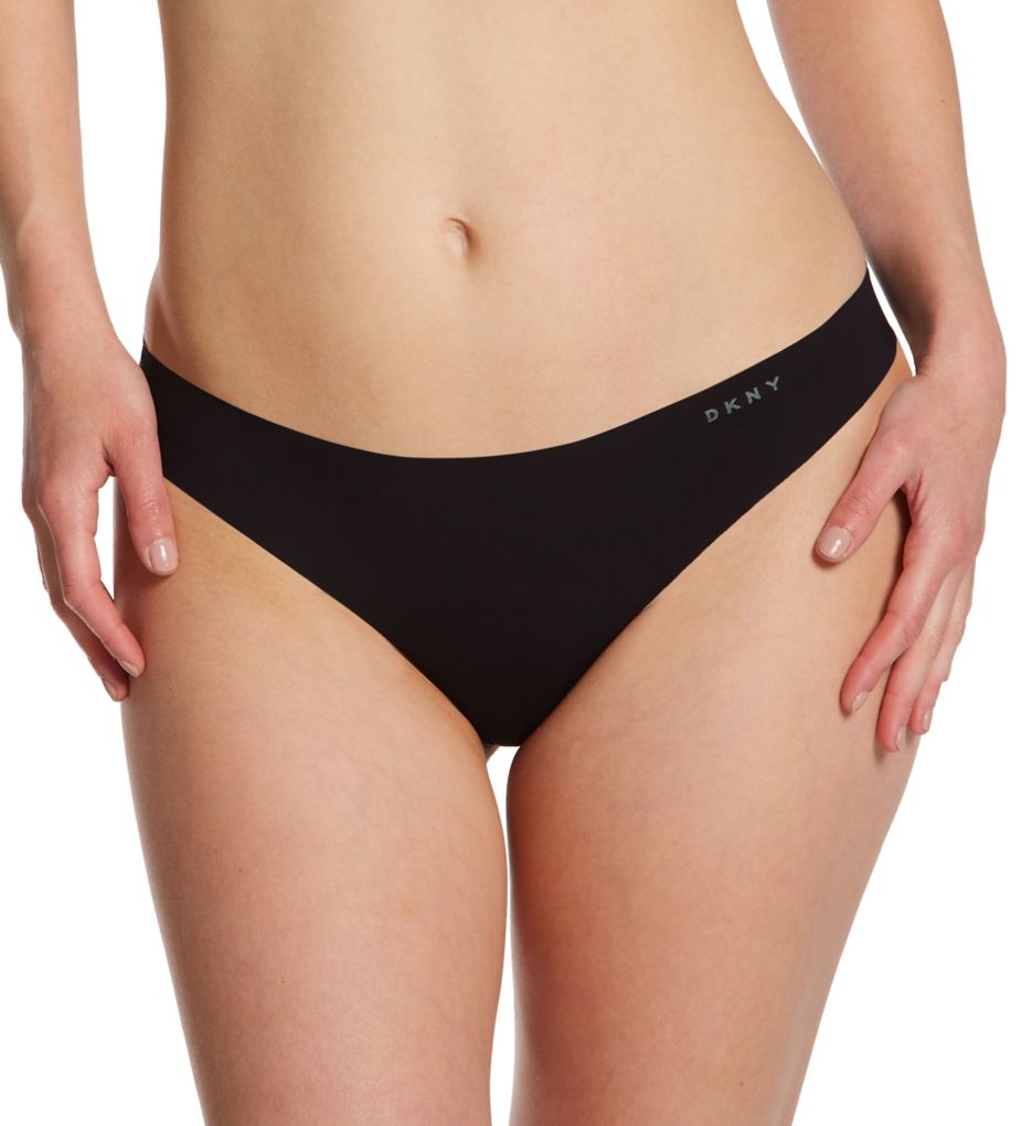 DKNY Women's Litewear Cut Anywhere Thong Panty in Black/Graphite | Size XL | HerRoom.com
