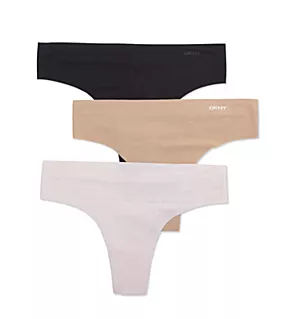 Thong - 3 Pack Black/Blush/Beige S