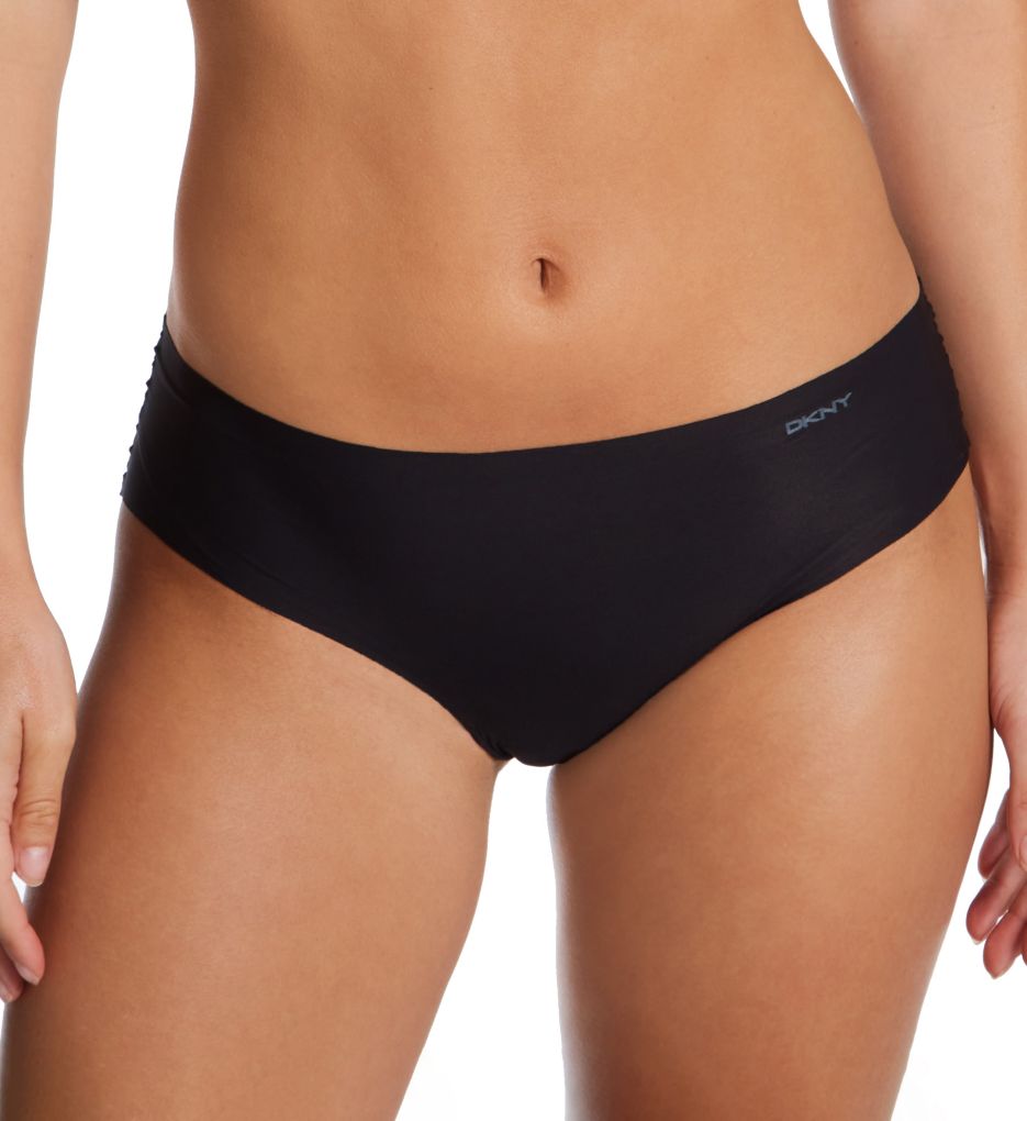 DKNY Women's Litewear Cut Anywhere Hipster Panty in Black/Graphite | Size Medium | HerRoom.com