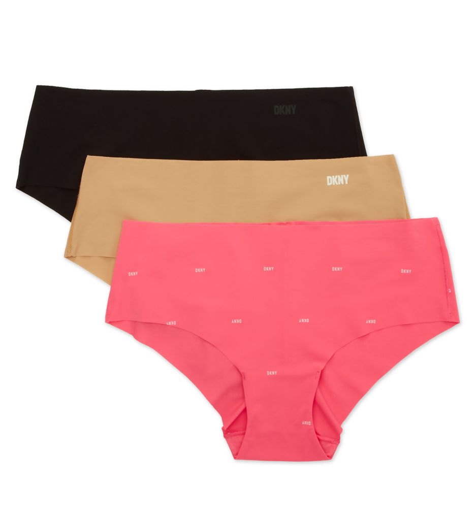 DKNY Women's Cut Anywhere Hipster Panty - 3 Pack in Black/Glow/Spaced Logo | Size XL | HerRoom.com