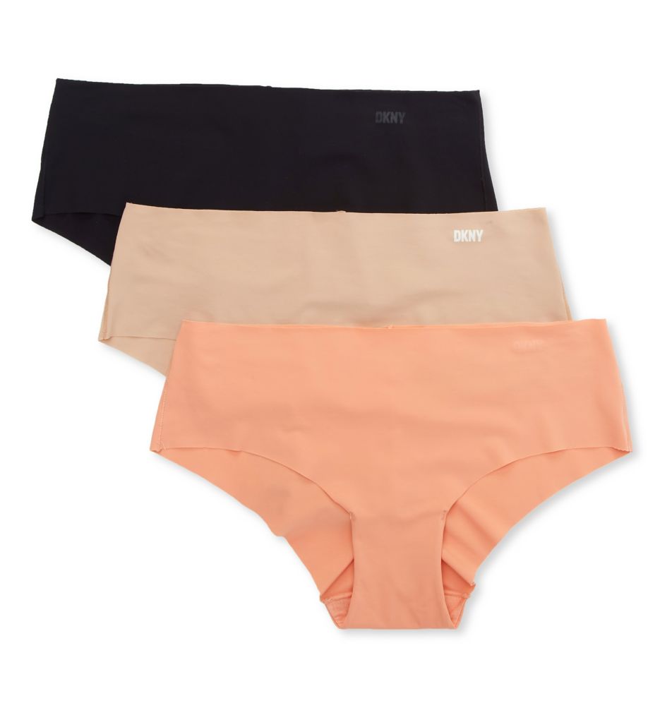 DKNY Women's Cut Anywhere Hipster Panty - 3 Pack in Black/ Glow/ Guava | Size XL | HerRoom.com