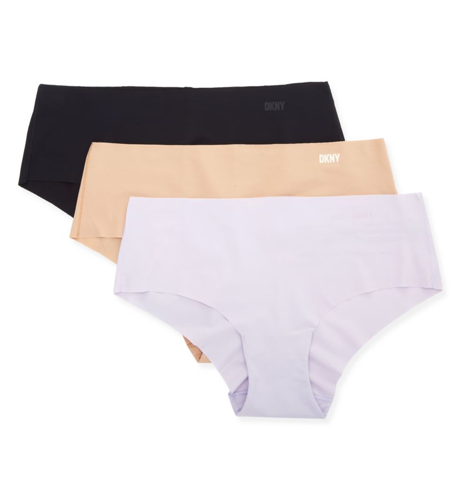 DKNY Women's Cut Anywhere Hipster Panty - 3 Pack in Black/Glow/Orchid | Size Large | HerRoom.com