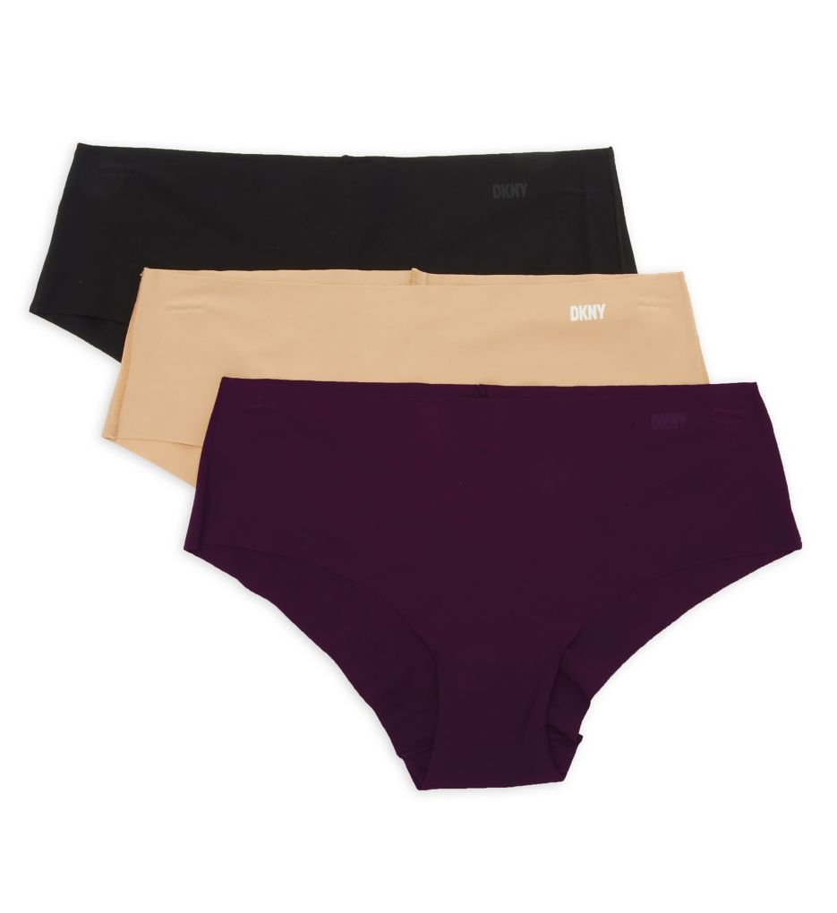 DKNY Women's Cut Anywhere Hipster Panty - 3 Pack in Black/Glow/Plum | Size Large | HerRoom.com