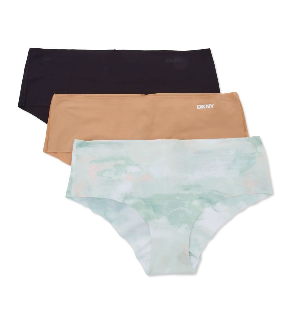 DKNY Women's Cut Anywhere Hipster Panty - 3 Pack in Black/Glow/Spray Print | Size Small | HerRoom.com