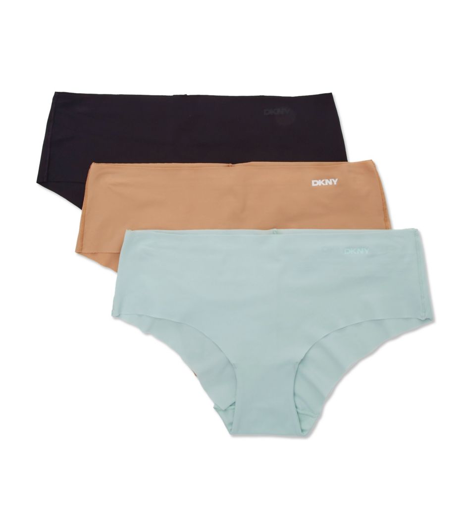 DKNY Women's Cut Anywhere Hipster Panty - 3 Pack in Black/Glow/Surf Spray | Size XL | HerRoom.com