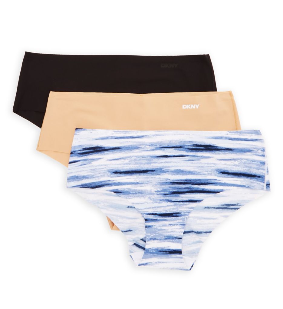 DKNY Women's Cut Anywhere Hipster Panty - 3 Pack in Blk/Glow/Distorted | Size Large | HerRoom.com