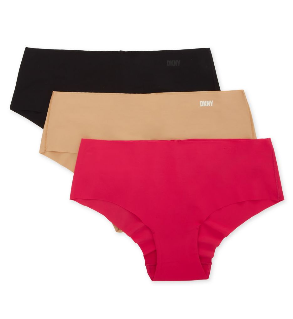 DKNY Women's Cut Anywhere Hipster Panty - 3 Pack in Black/Glow/Rose | Size Large | HerRoom.com