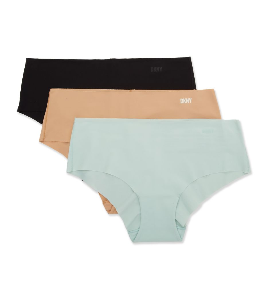DKNY Women's Cut Anywhere Hipster Panty - 3 Pack in Black/Glow/Teal Mist | Size XL | HerRoom.com