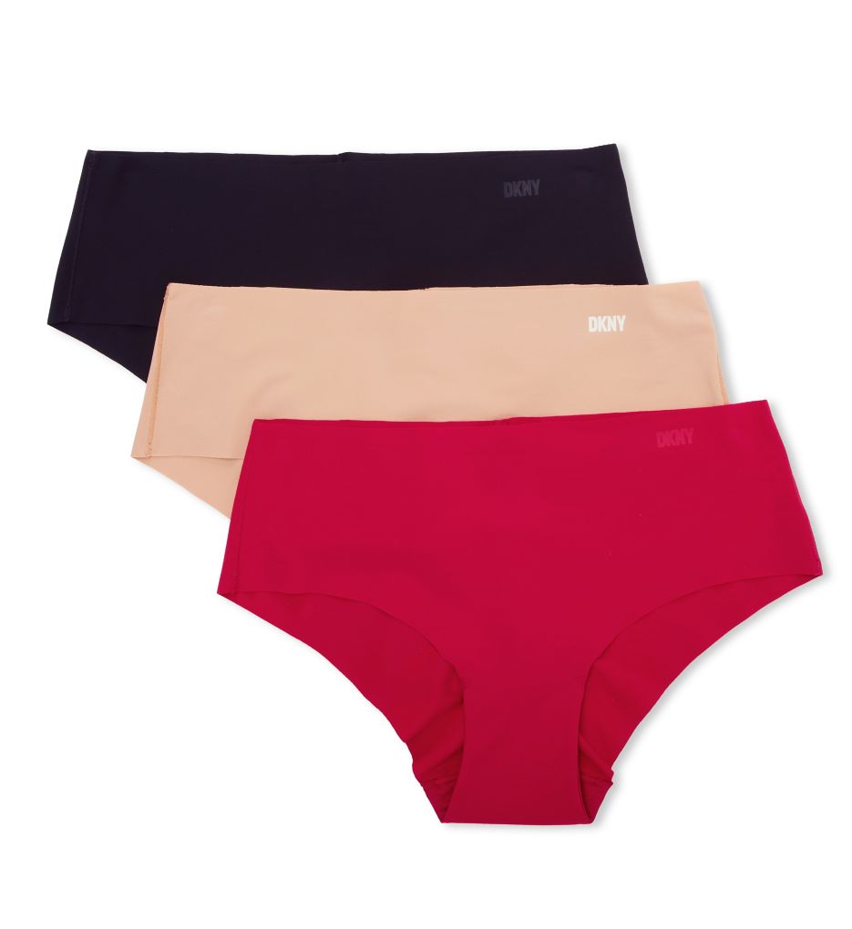 DKNY Women's Cut Anywhere Hipster Panty - 3 Pack in Black/Glow/Persian Red | Size XL | HerRoom.com