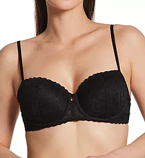 Lace Deco Balconette Bra Black 32DD