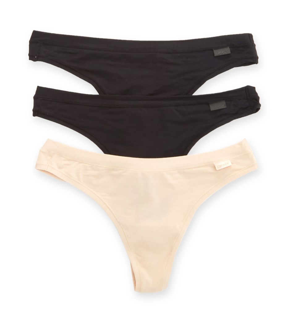 The Thong Pack of 3 - Modal, Black