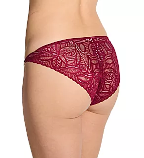 Lace Deco Bikini Panty Red Plum L